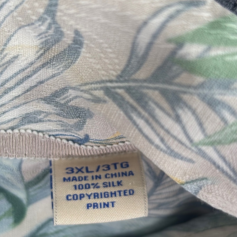 Tommy Bahama Button Down Shirt 3XL Beige Floral Silk Original Fit‎ Mens - Picture 5 of 7
